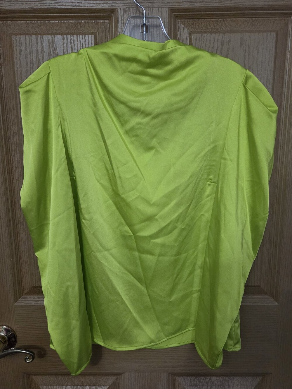 Women's Lime Green Satin Blouse